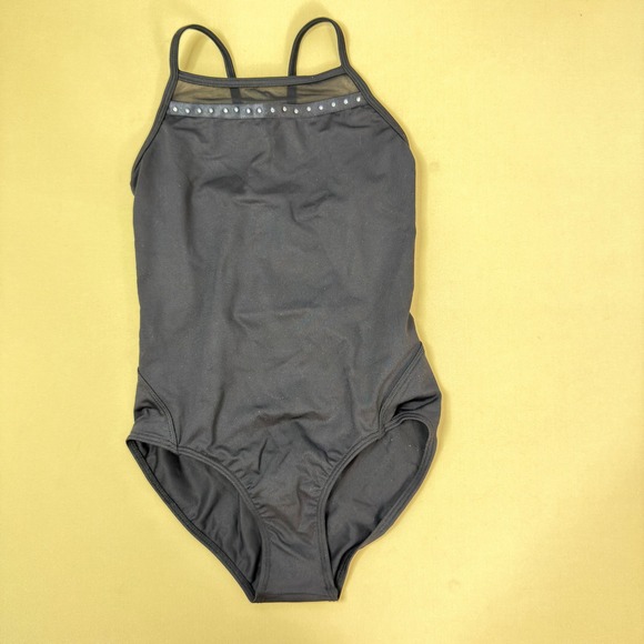 Bloch Other - NWOT Bloch Girls Aisling Black Mesh Rhinestone Lattice Back Leotard‎ 8-10 Dance
